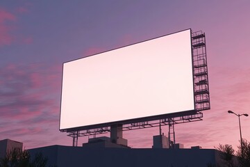 Large Billboard Mockup with a Clear Sky Background at Twilight Advertising Concept 3D Rendering