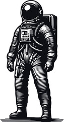 Silhouette of Astronaut Vector Illustration On Isolated Solid White Background