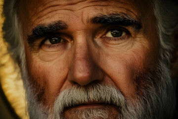 Obraz premium Photo Realistic Portrait of an Elderly Man with a Detailed Face and Eyes