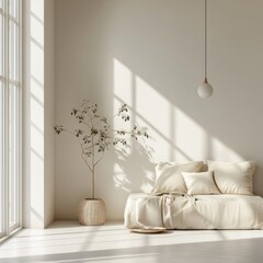 Cozy minimalist interior with natural light and simple decor