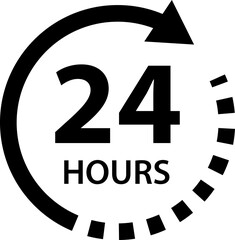 Arrow Clock Time. Hours time arrow. Time line icon. Delivery and service time icon. Deadline concept. Work Time Service. Remaining Time Icon. Work time symbol isolated on white background.