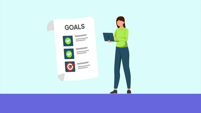 Animated video of goal personal goals. Personal Goals concept. Full length animation illustration. High quality&nbsp;4k&nbsp;footage