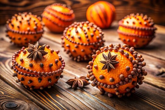 Artisan Crafted Orange Pomander Designs: Close-Up Documentary Photography