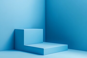 Fototapeta premium Modern Blue Geometric Podium Display