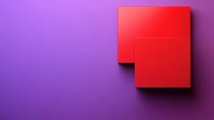 Abstract Red Squares on Purple Backdrop Graphic Design Template