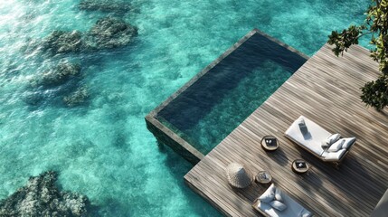 Tranquil Overwater Bungalow Retreat in the Maldives with Crystal-Clear Turquoise Water