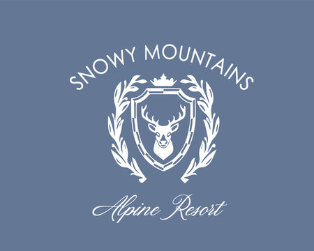Deer hear crest horns antler Ski club alpine mountain adventure winter cosy sports Varsity College Trending Graphic Tee t-shirt logo slogan artwork typography tote badge emblem crest explore camping 