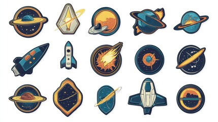Set of space badges