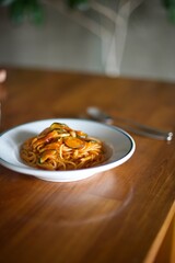 ズッキーニのトマトソーススパゲッティ