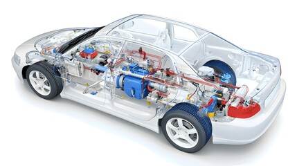 Detailed cutaway diagram of the inner workings and airflow circulation of a car s heating ventilation and air conditioning HVAC system showcasing the cooling mechanics and technical components