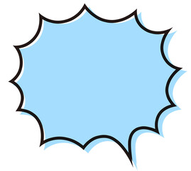 シンプルな吹き出し　びっくり　イラスト素材　青