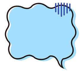 シンプルな吹き出し　落ち込む　イラスト素材　青