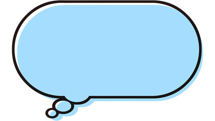 シンプルな横長の吹き出し　気持ち　イラスト素材　青