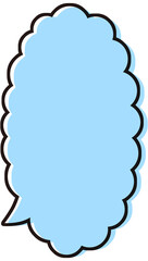 シンプルな縦長のモコモコ吹き出し　イラスト素材　青