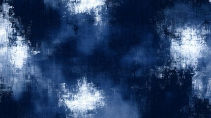 Intricate and elegant Japanese inspired indigo dyed fabric pattern with a vintage grunge like texture and wash of colors