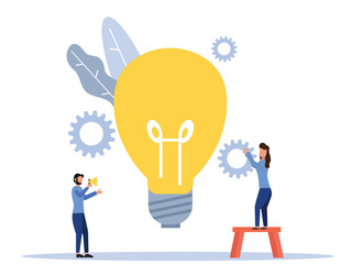 Team business people teamwork help Lightbulb idea concept  create of innovative ideas t vector illustration.