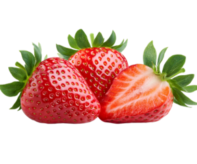plusieurs fraises isolées sur un fond blanc
