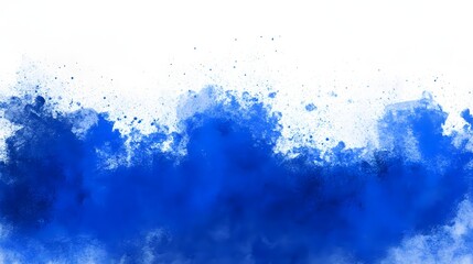 Minimalist abstract background with vibrant blue watercolor splatters and fluid paint strokes creating a captivating and modern visual design
