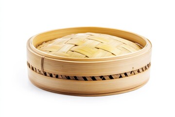Artisan-crafted bamboo steamer showcasing traditional Asian culinary techniques in a serene kitchen isolated on transparent background