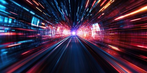 Obraz premium Digital speed tunnel, vibrant lights