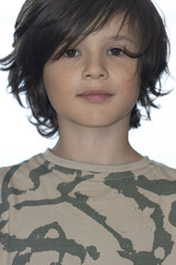 portrait of a young Irish boy with long hair 