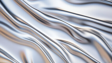 Obraz premium Smooth chrome texture polished steel no wrinkles reflecting light metallic surface abstract design wavy pattern shiny finish modern aesthetic elegant appearance