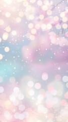 Obraz premium Abstract gradient soft pink sky blue blurred background with glitter sparkle, bokeh effect, floral element, flower, branch, highlight for wallpaper design.