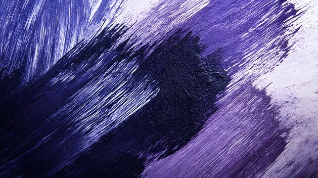 Dynamic and expressive abstract painting with energetic brush strokes in rich indigo violet and purple hues creating a captivating visual composition