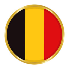 Fototapeta premium Round Flag of Germany with Golden Border, Germany Flag Button