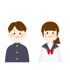 制服を着た学生のイラスト　上半身