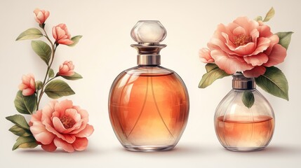 luxury perfume in bottle isolated,cartoon illustration style