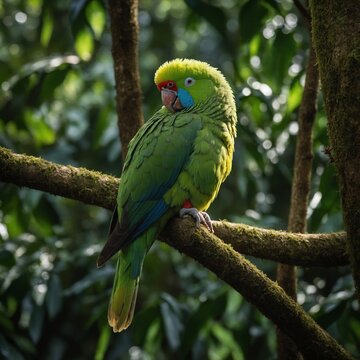 Xingu Parakeet Resting in Rainforest