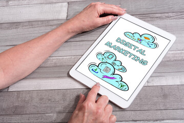 Digital marketing concept on a tablet