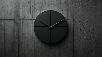 Modern Black Wall Clock, Minimalist Design
