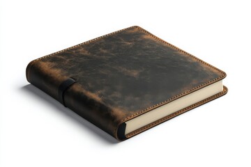 Obraz premium A leather-bound journal resting on a smooth surface, highlighting its unique texture isolated on transparent background