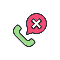 Obraz premium Blacklisted call colored icons, minimalist vector illustration ,simple transparent graphic element .Isolated on white background
