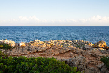 horizon on a beautiful seascape from a rocky shore