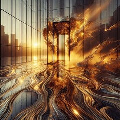 Liquid reflection rippling and shi