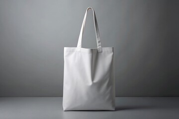 Blank White Tote Bag Mockup:  Grey Background, Isolated,  Perfect for Branding Designs