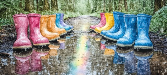 Rainbow in the Rain, Puddles and rain boots