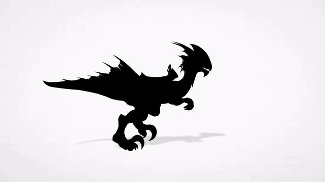 Cartoon animation walking dragon white background video clip motion 