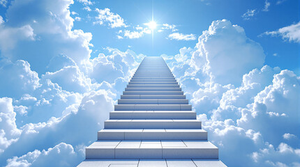 An endless staircase leading to the sky symbolizes a startup or the beginning of a new path