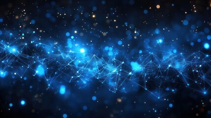 Fototapeta premium Abstract blue glowing plexus network background.