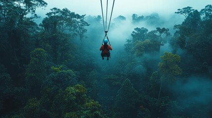 Majestic Zipline Adventure Over Lush Green Jungle Canopy