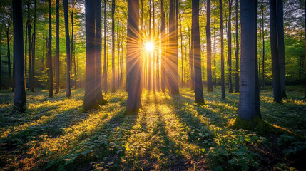 Fototapeta premium 光が差す森
