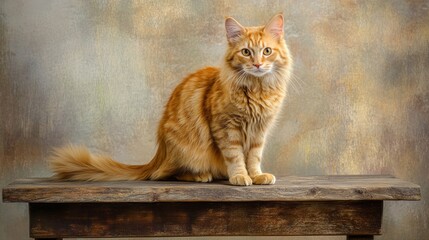 Majestic Orange Cat on Wooden Table