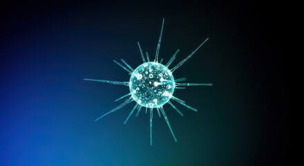 Stylized depiction of a virus or pathogenic organism in a science visualization
