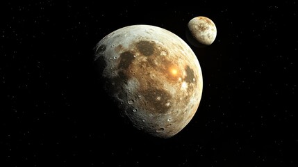 A planet with a moon so close it almost touches the surface --ar 16:9 --v 6.1 Job ID: 1c5f10d1-f10e-43f6-8ff3-f94f136620a7