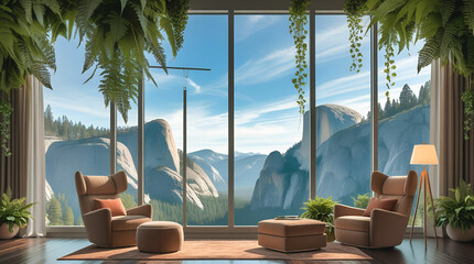 Serene mountain landscape with a lake, house, trees, and clear blue skies reflecting on the calm water