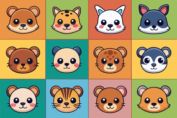 set of funny animals